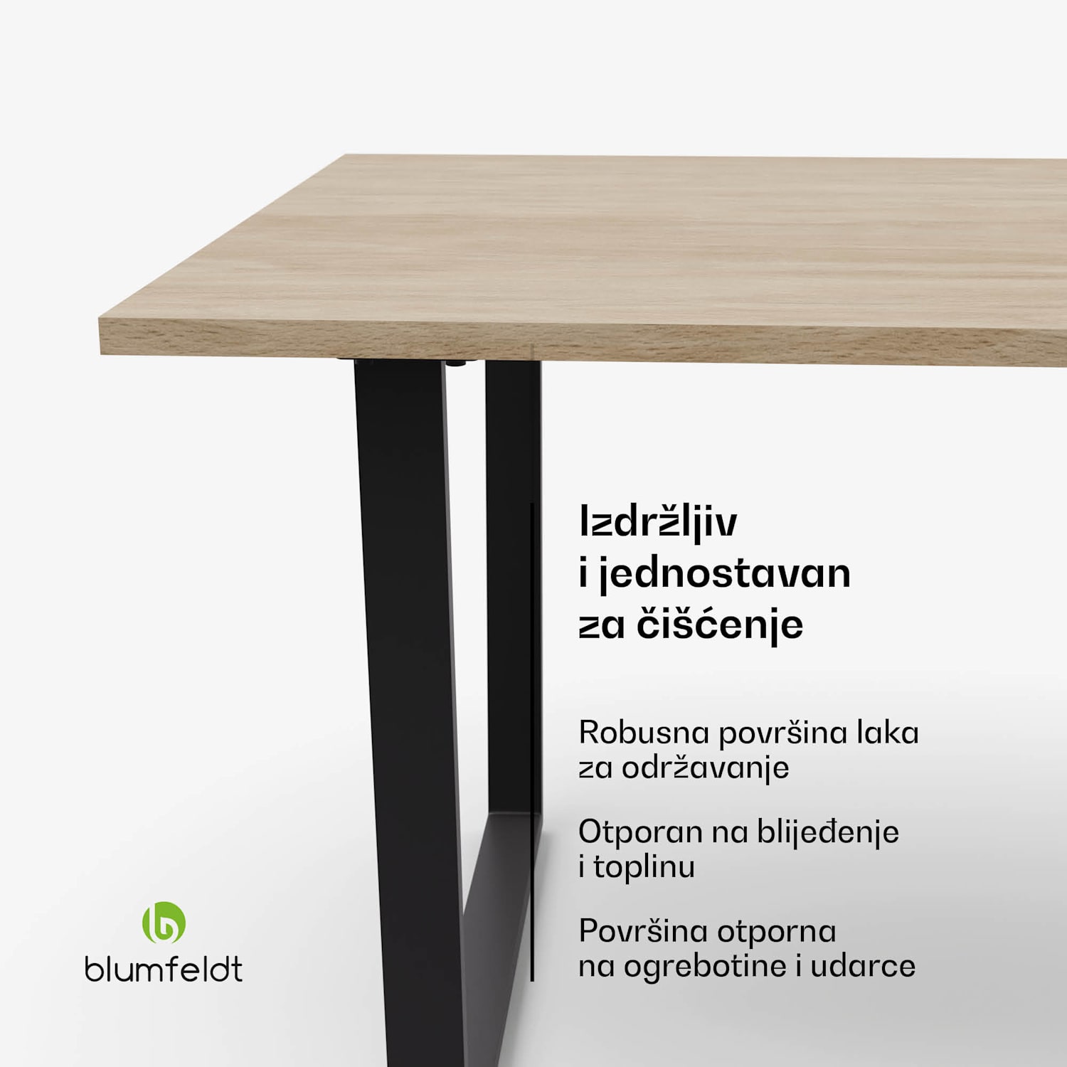 Bearsdon blagovaonski set, ploča stola i metalne noge stola, industrijski stil, stabilan, moderna 140 x 80 | Bor