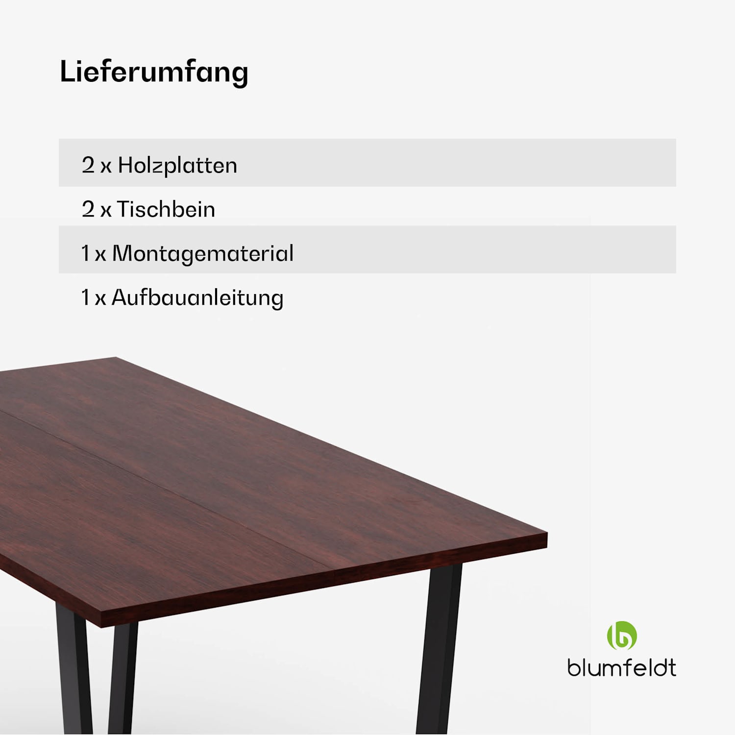 Bearsdon Esstisch Set | Tischplatte & Metall-Tischbeine | Industrial Style | stabil | modern 140 x 80 | Teakholz