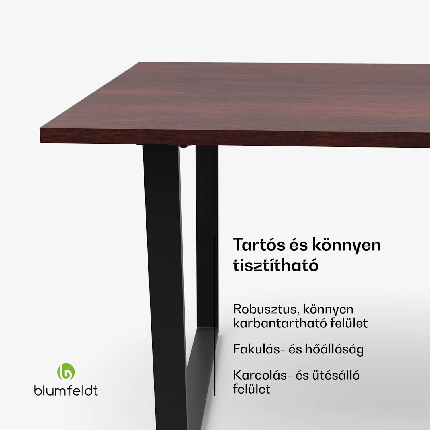 Bearsdon étkezőgarnitúra, asztallap és fém asztallábak, ipari stílus, stabil, modern 140 x 80 | Teak