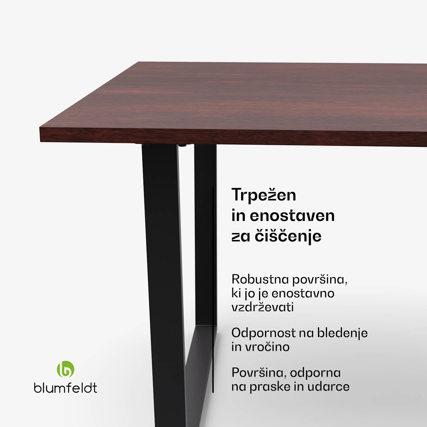 Jedilni set Bearsdon, mizna plošča in kovinske noge mize, industrijski slog, stabilno, moderno 140 x 80 | Tik