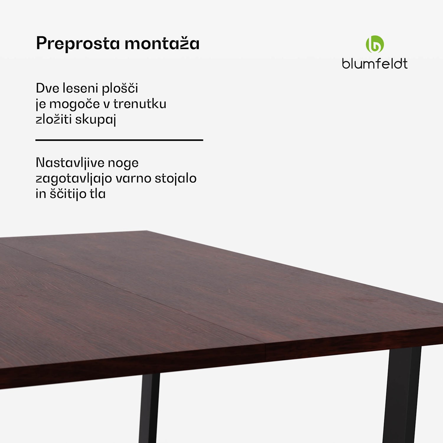Jedilni set Bearsdon, mizna plošča in kovinske noge mize, industrijski slog, stabilno, moderno 140 x 80 | Tik