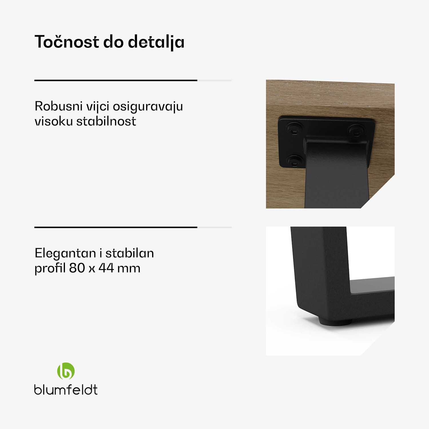 Bearsdon blagovaonski set, ploča stola i metalne noge stola, industrijski stil, stabilan, moderna 160 x 90 | Bor