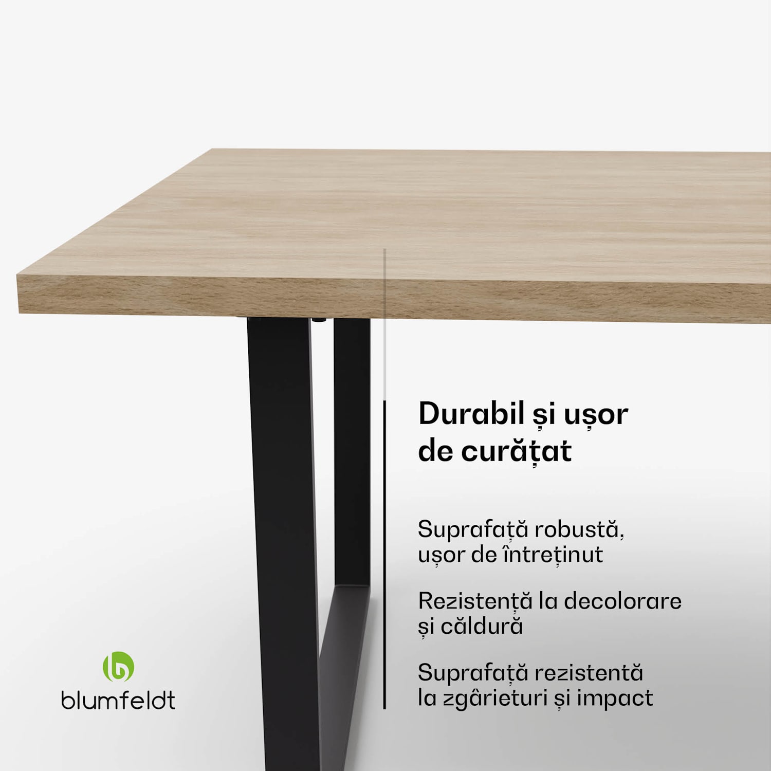 Set de sufragerie Bearsdon, blat de masă și picioare de masă din metal, stil industrial, stabil, modern 160 x 90 | Pin