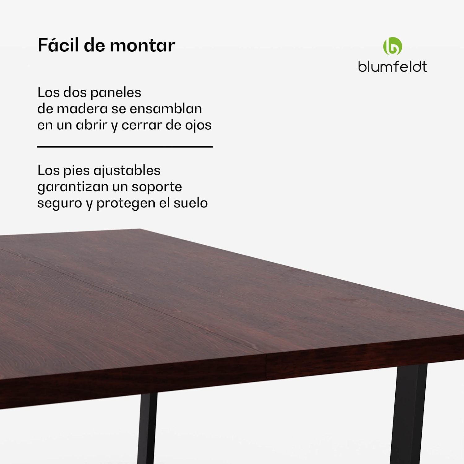 Juego de mesa de comedor Bearsdon | tablero y patas de metal | estilo industrial | estable | moderno 160 x 90 | Teca