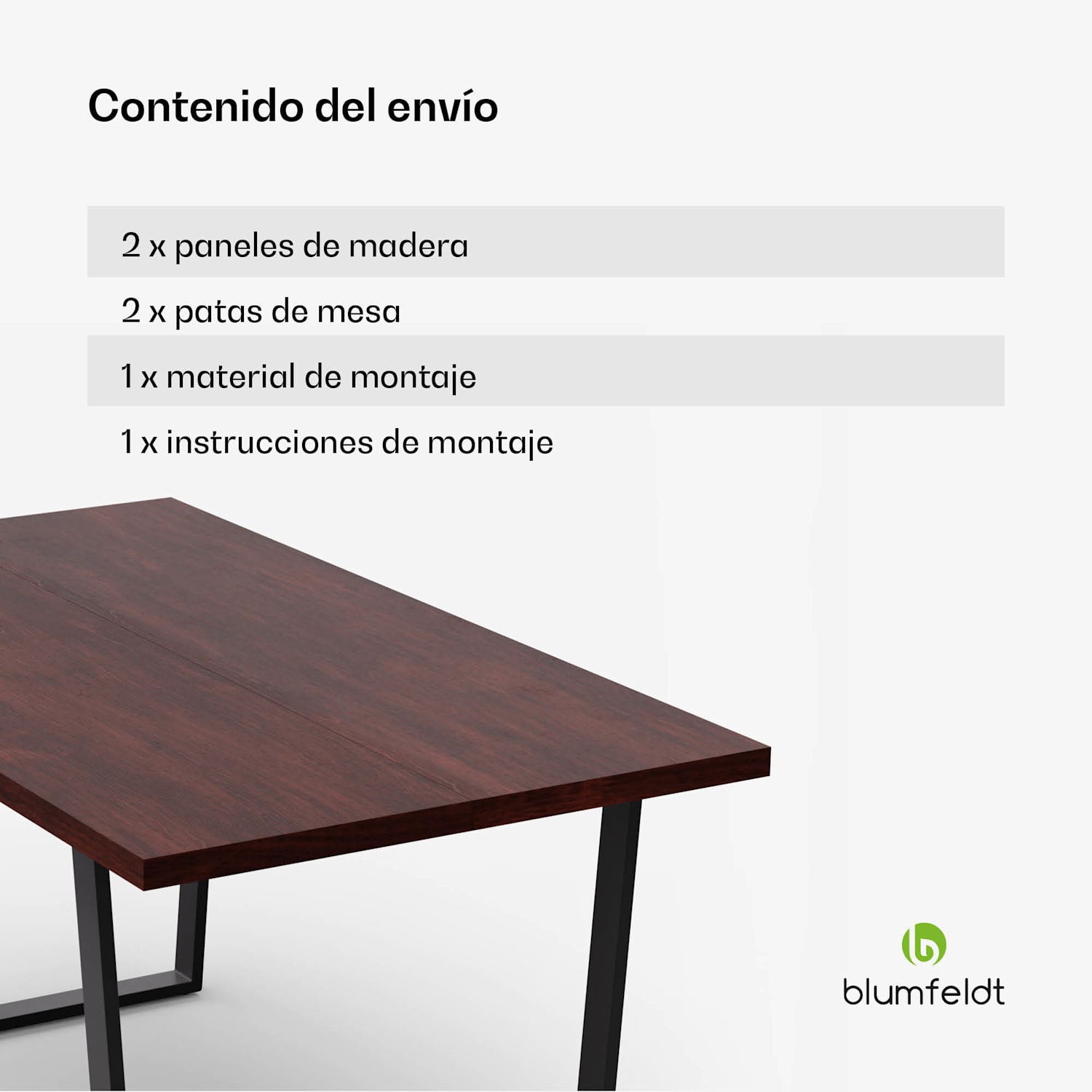 Juego de mesa de comedor Bearsdon | tablero y patas de metal | estilo industrial | estable | moderno 160 x 90 | Teca