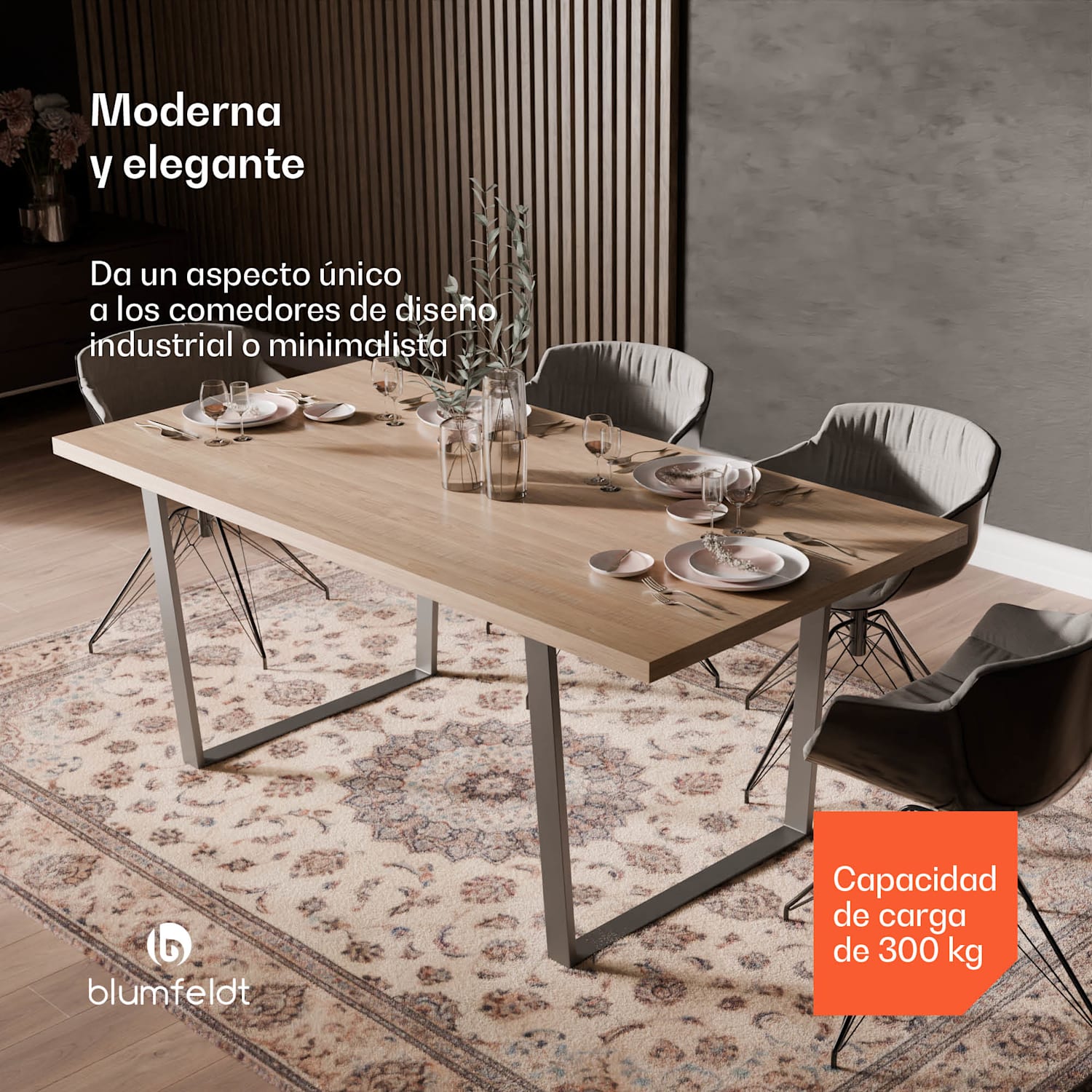 Juego de mesa de comedor Bearsdon | tablero y patas de metal | estilo industrial | estable | moderno 180 x 90 | Pino