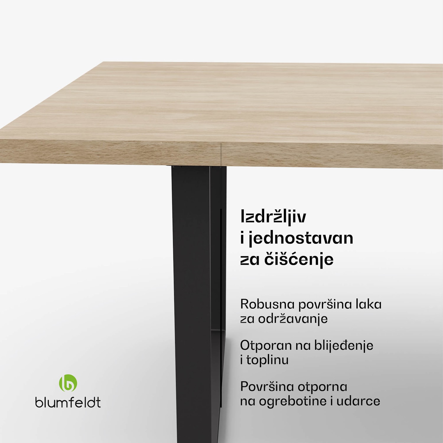 Bearsdon blagovaonski set, ploča stola i metalne noge stola, industrijski stil, stabilan, moderna 180 x 90 | Bor