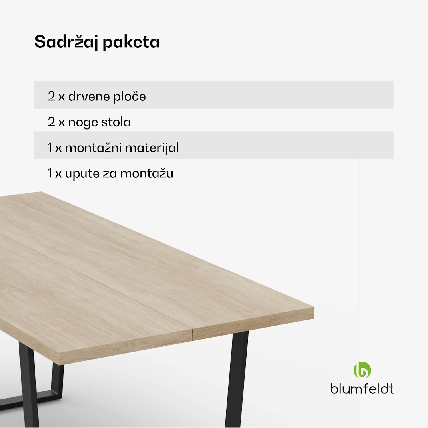 Bearsdon blagovaonski set, ploča stola i metalne noge stola, industrijski stil, stabilan, moderna 180 x 90 | Bor