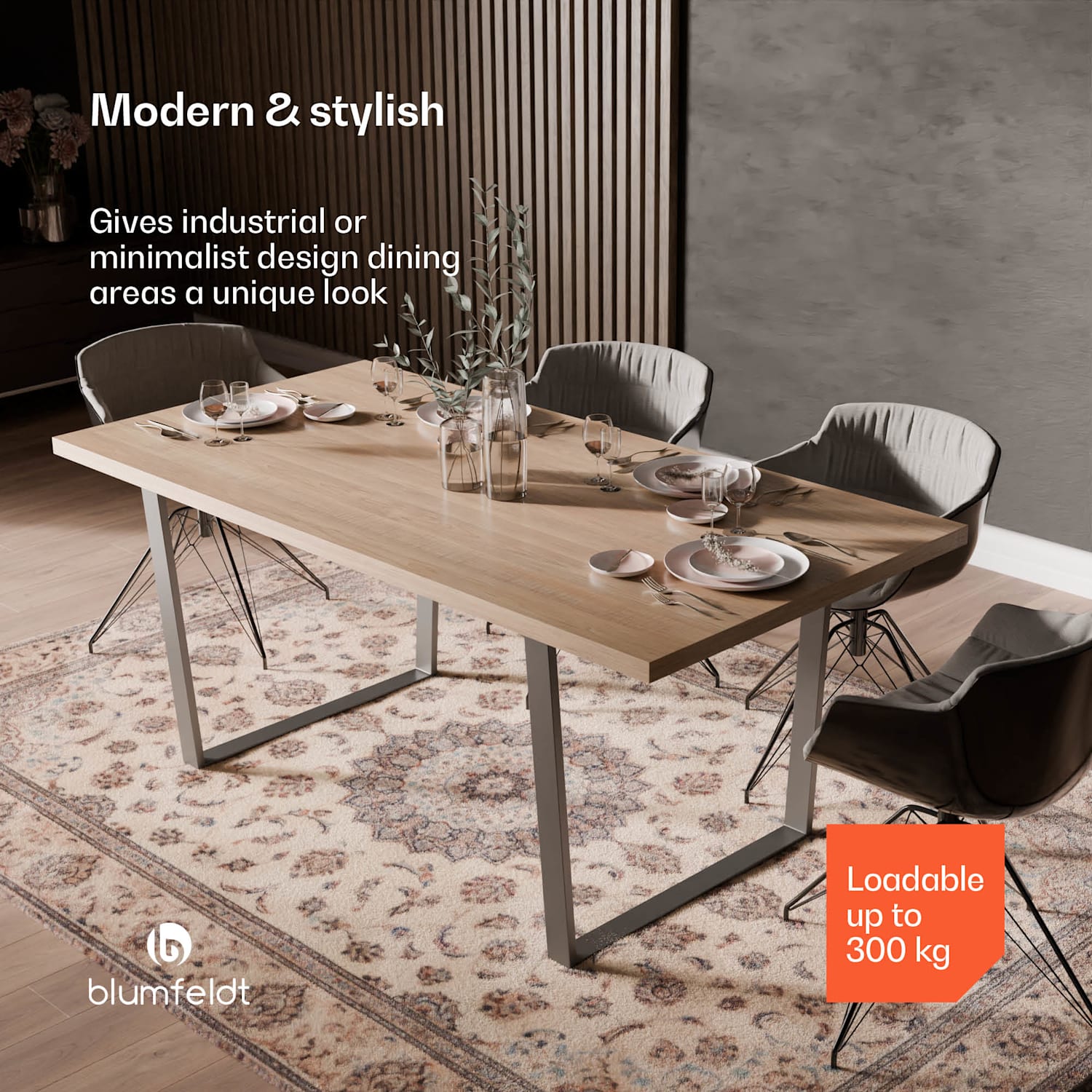 Bearsdon-ruokapöytäsetti | pöytälevy ja metalliset pöydänjalat | teollinen tyyli | vakaa | moderni 180 x 90 | Mänty