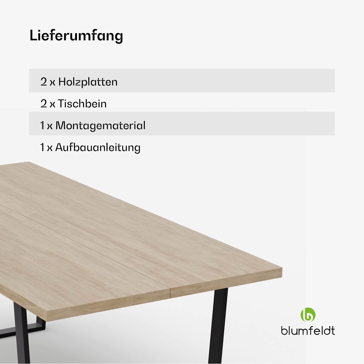 Bearsdon Esstisch Set | Tischplatte & Metall-Tischbeine | Industrial Style | stabil | modern 200 x 100 | Kiefer