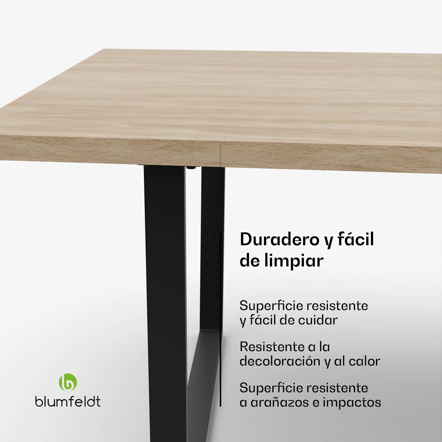 Juego de mesa de comedor Bearsdon | tablero y patas de metal | estilo industrial | estable | moderno 200 x 100 | Pino