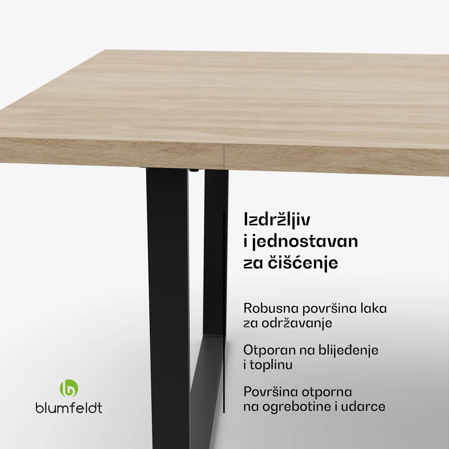 Bearsdon blagovaonski set, ploča stola i metalne noge stola, industrijski stil, stabilan, moderna 200 x 100 | Bor