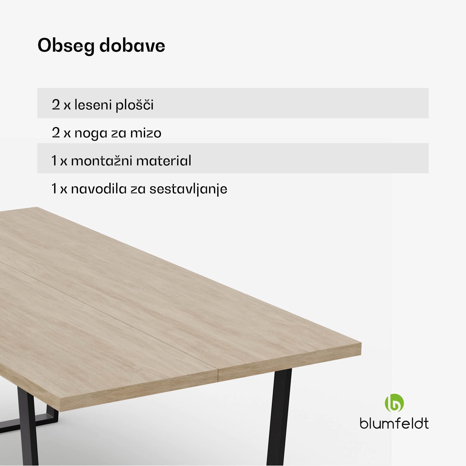 Jedilni set Bearsdon, mizna plošča in kovinske noge mize, industrijski slog, stabilno, moderno 200 x 100 | Borovec