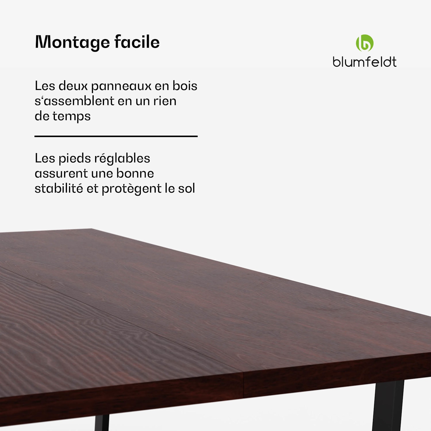 Bearsdon Set Table à Manger | Plateau de Table & Pieds de Table en Métal | Style Industriel | stable | moderne 200 x 100 | Teck