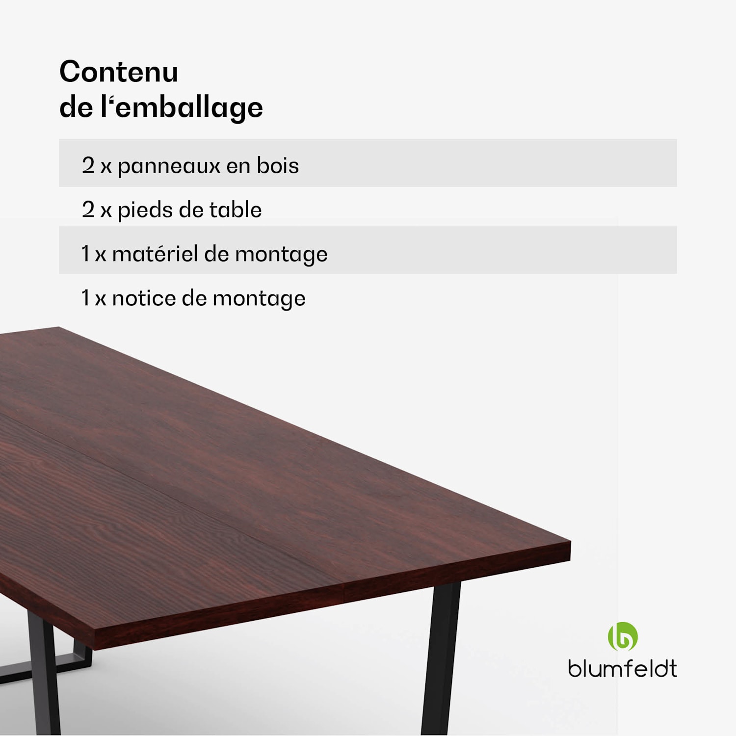 Bearsdon Set Table à Manger | Plateau de Table & Pieds de Table en Métal | Style Industriel | stable | moderne 200 x 100 | Teck