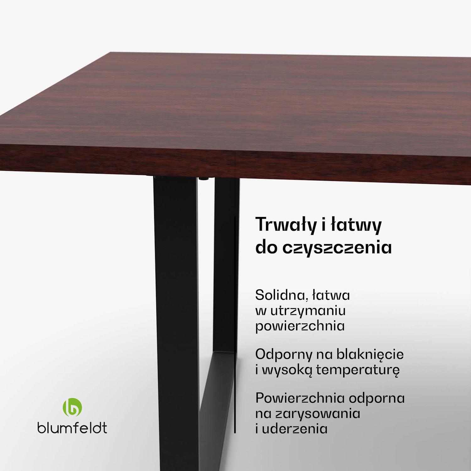 Bearsdon zestaw do jadalni, blat stołu i metalowe nogi, styl industrialny, stabilny, nowoczesny 200 x 100 | Drewno Tekowe