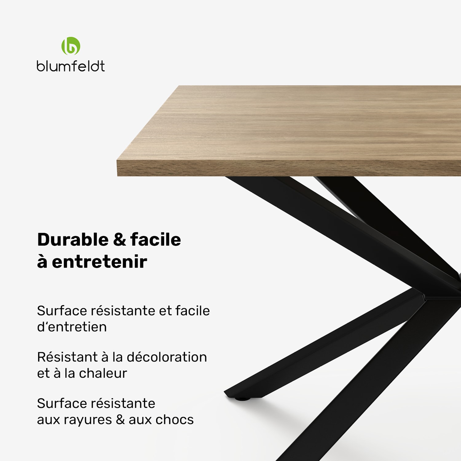 Set de table à manger Bearsdon | Plateau & pieds de table en métal | Style industriel | stable | moderne 120 x 80 cm | Pin