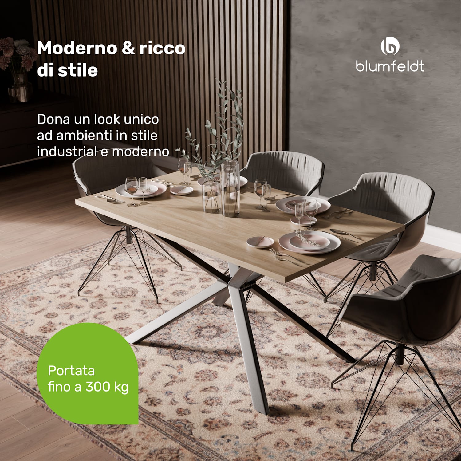 Set tavolo da pranzo Bearsdon | piano tavolo e gambe in metallo | stile industriale | stabile | moderno 120 x 80 cm | Pino