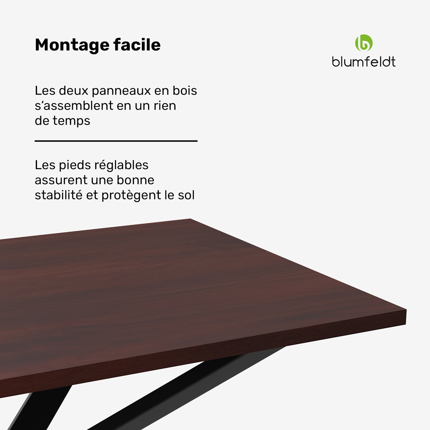 Set de table à manger Bearsdon | Plateau & pieds de table en métal | Style industriel | stable | moderne 120 x 80 cm | Teck