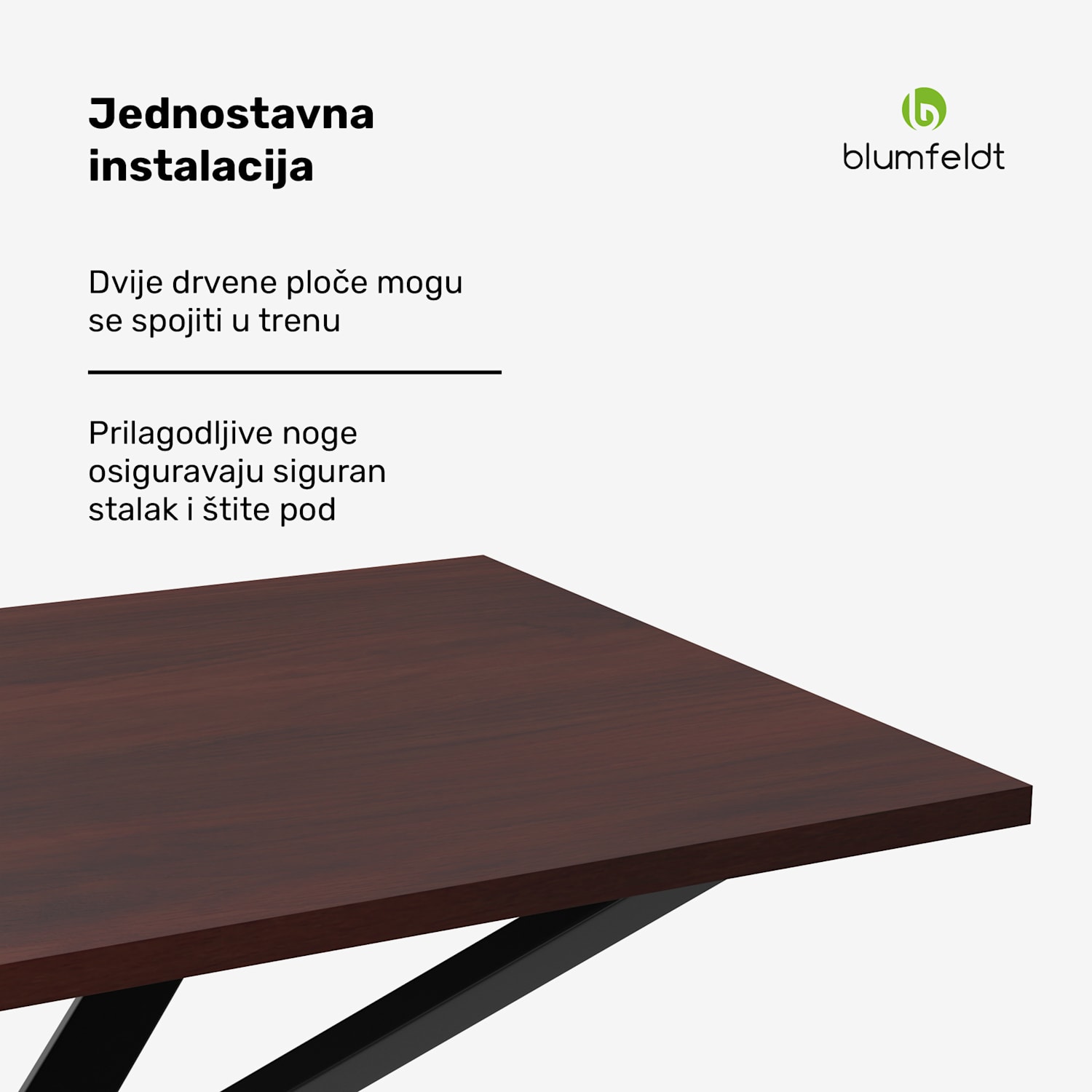 Bearsdon set blagovaonskog stola | ploča stola i metalne noge | industrijski stil | stabilan | moderan 120 x 80 cm | Tikovina
