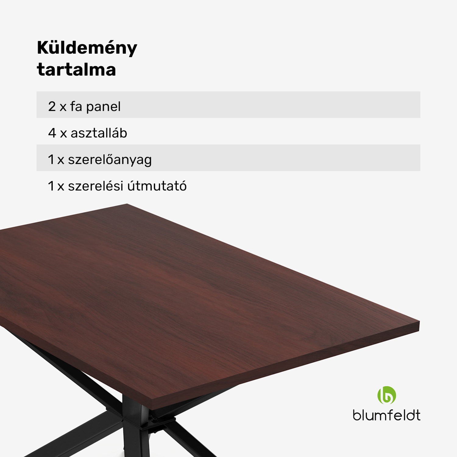 Bearsdon étkezőasztal szett | asztallap és fém asztallábak | ipari stílus | stabil | modern 120 x 80 cm | Teak