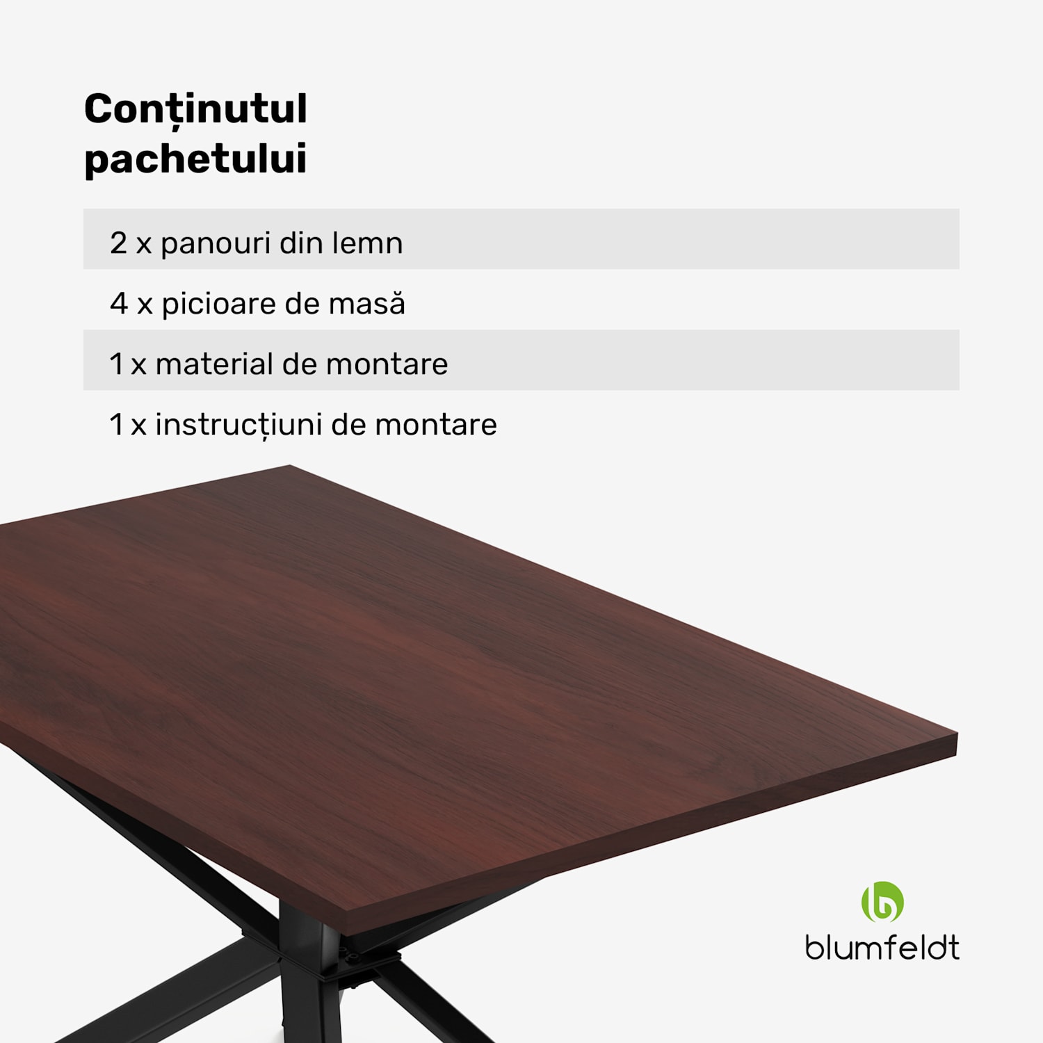 Set masă Bearsdon | Blat și picioare metalice | Stil industrial | stabil | modern 120 x 80 cm | Teak