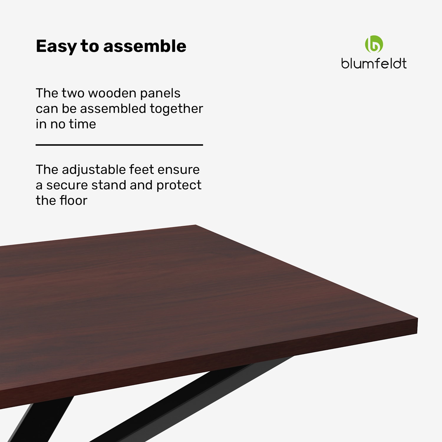 Bearsdon dining table set | tabletop & metal legs | industrial style | stable | modern 120 x 80 cm | Teak