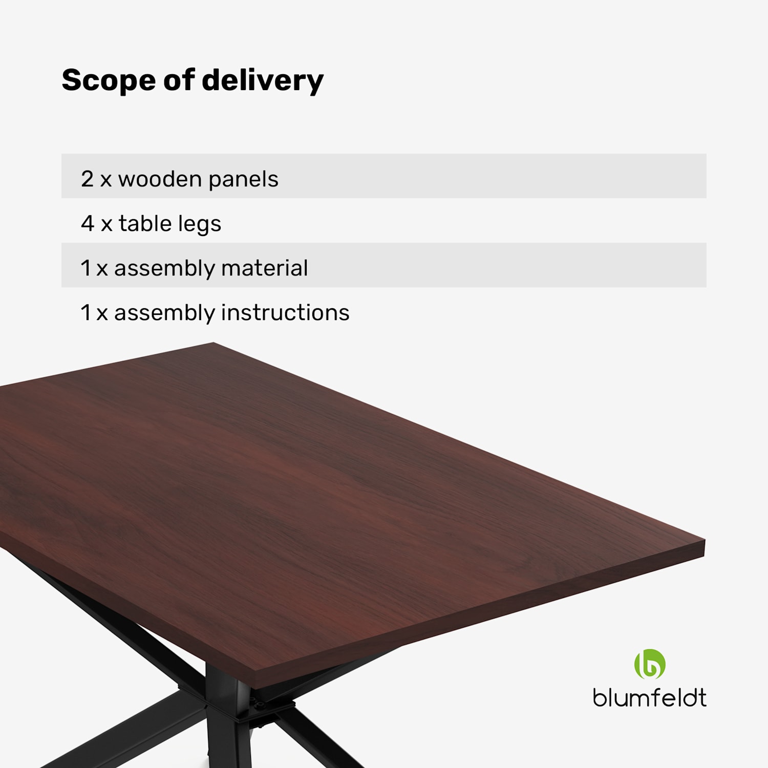 Bearsdon dining table set | tabletop & metal legs | industrial style | stable | modern 120 x 80 cm | Teak