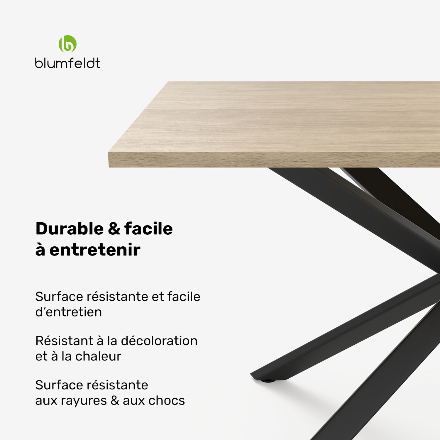 Set de table à manger Bearsdon | Plateau & pieds de table en métal | Style industriel | stable | moderne 140 x 80 | Pin