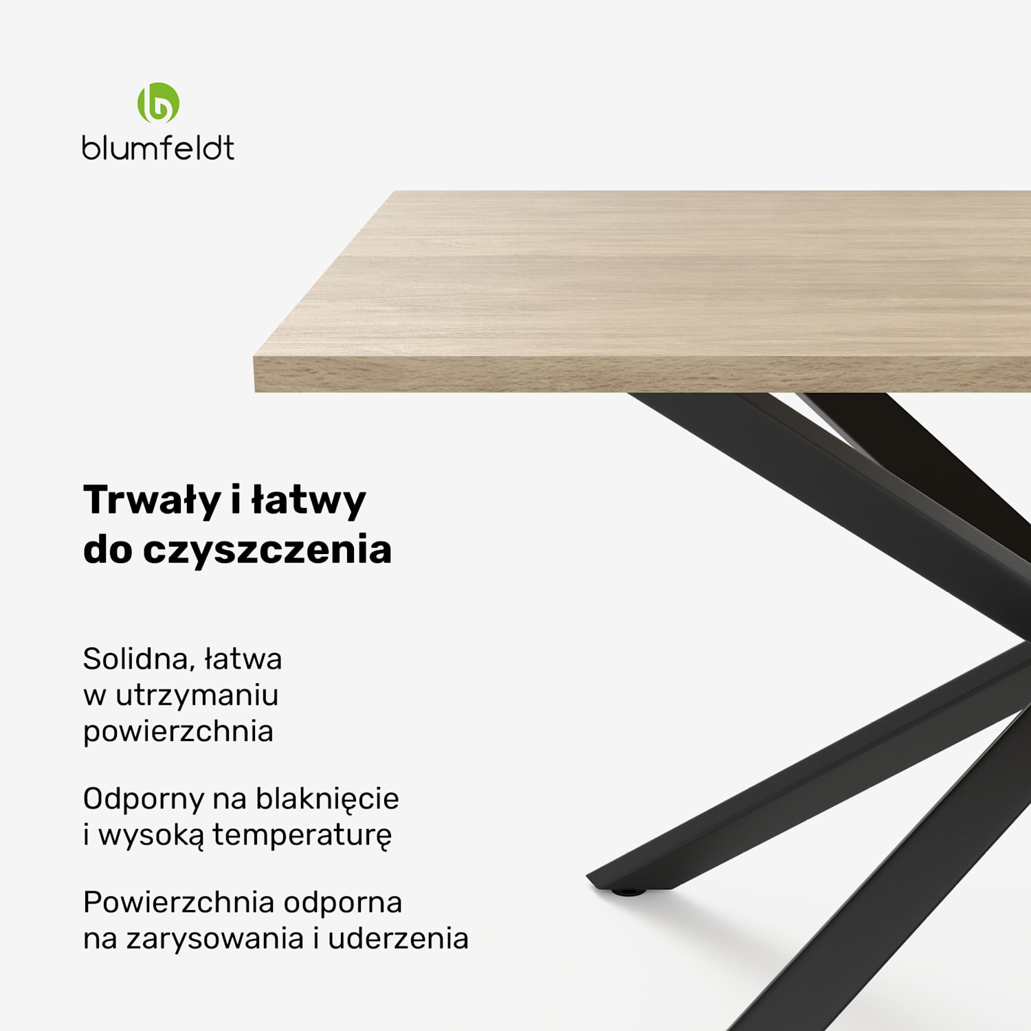 Bearsdon zestaw stołu jadalnianego | blat i metalowe nogi stołu | styl industrialny | stabilny | nowoczesny 140 x 80 | Sosna
