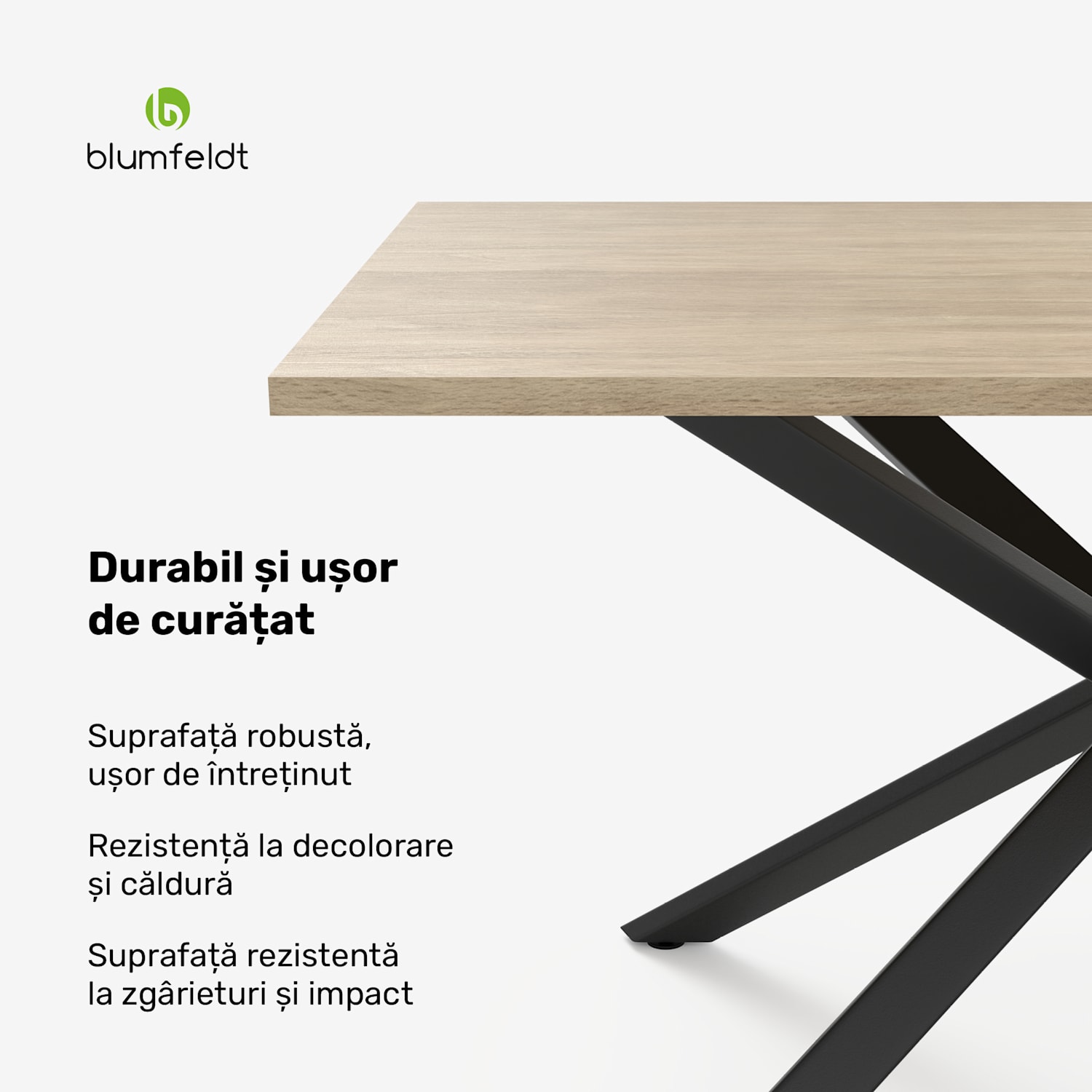 Set masă Bearsdon | Blat și picioare metalice | Stil industrial | stabil | modern 140 x 80 | Pin