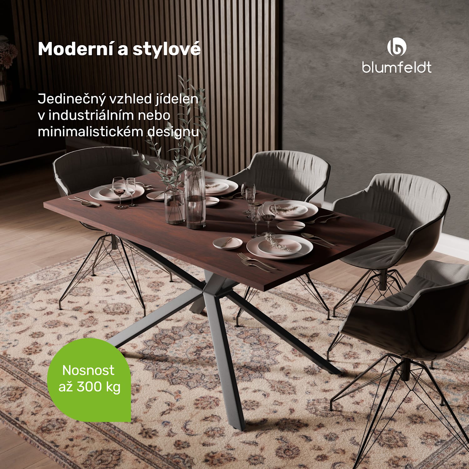 Bearsdon jídelní stůl set | deska & kovové nohy | průmyslový styl | stabilní | moderní 140 x 80 | Teakové dřevo