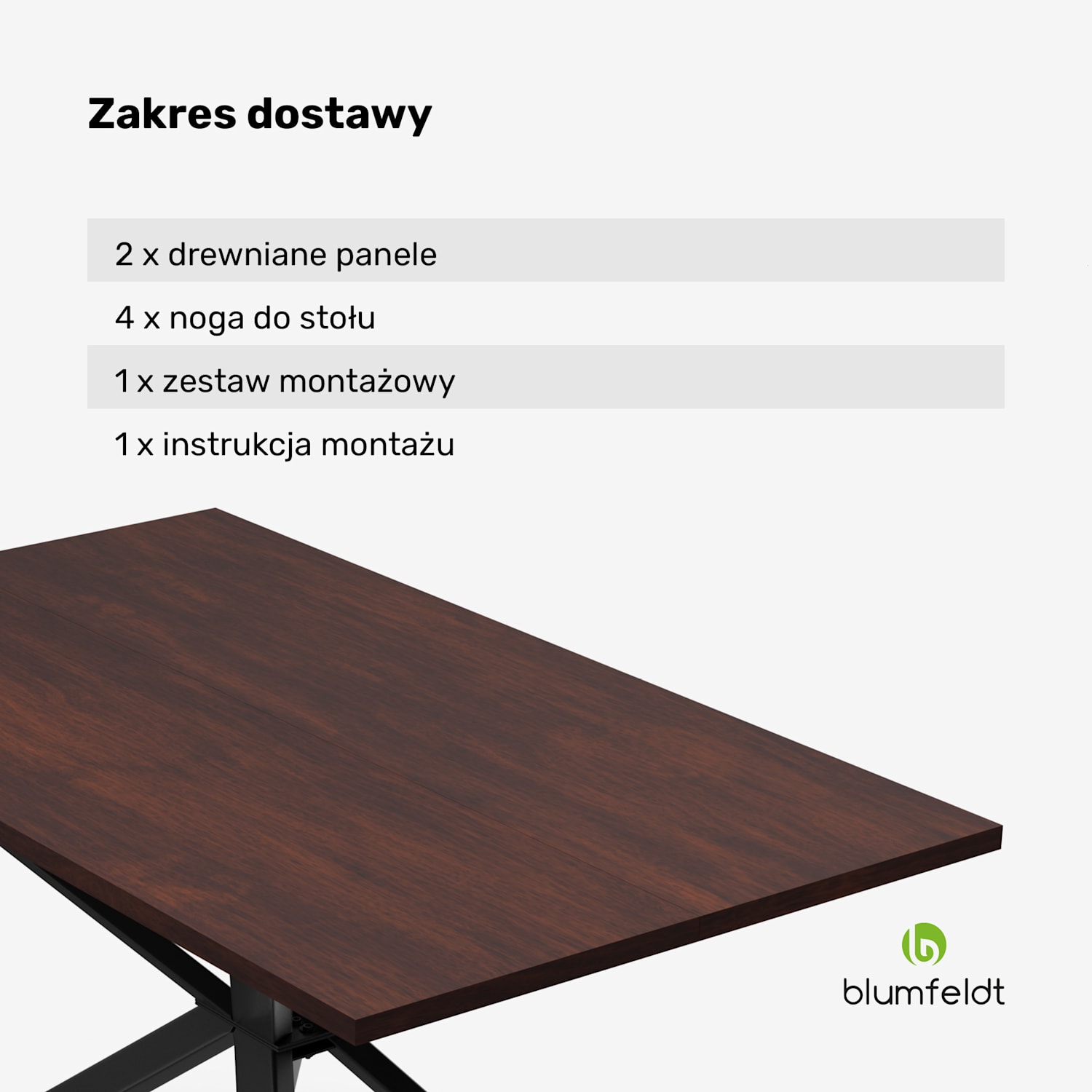 Bearsdon zestaw stołu jadalnianego | blat i metalowe nogi stołu | styl industrialny | stabilny | nowoczesny 140 x 80 | Drewno Tekowe