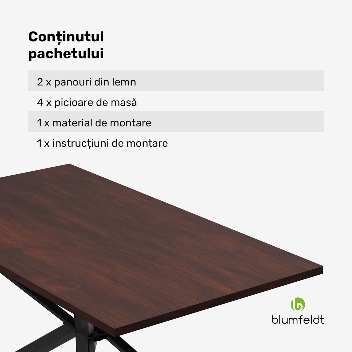 Set masă Bearsdon | Blat și picioare metalice | Stil industrial | stabil | modern 140 x 80 | Teak