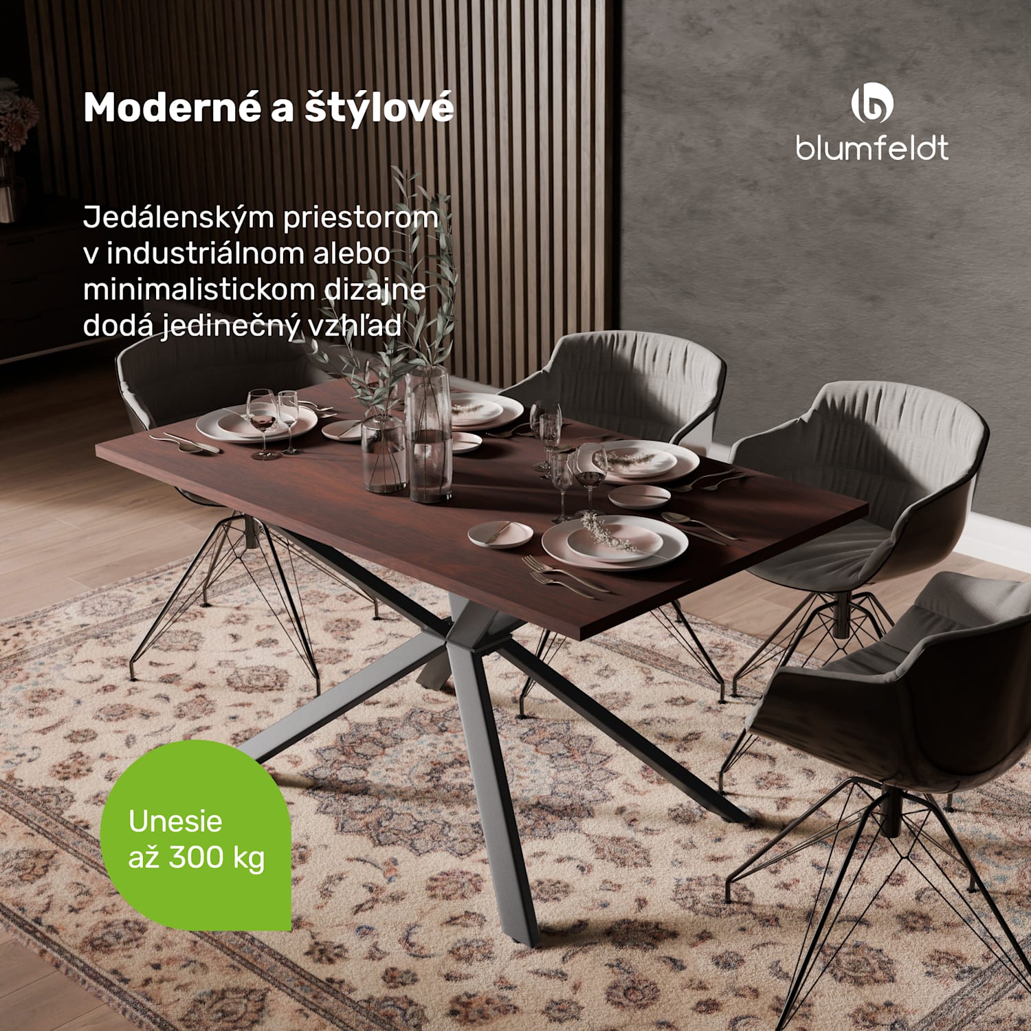 Bearsdon jedálenská súprava | doska stola & kovové nohy | industriálny štýl | stabilná | moderná 140 x 80 | Teakové drevo