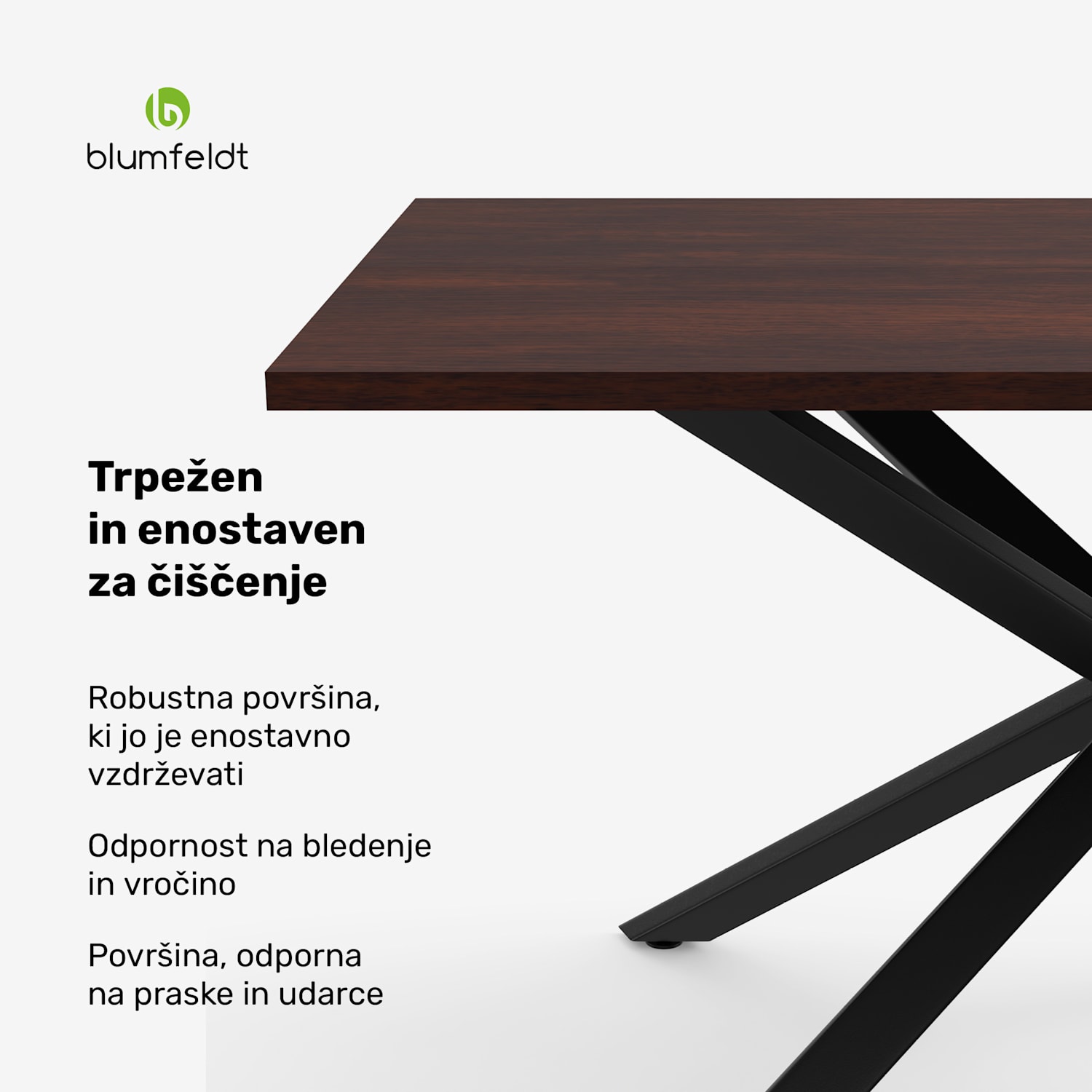 Bearsdon jedilna miza komplet | plošča in kovinske noge | industrijski slog | stabilno | moderno 140 x 80 | Tik