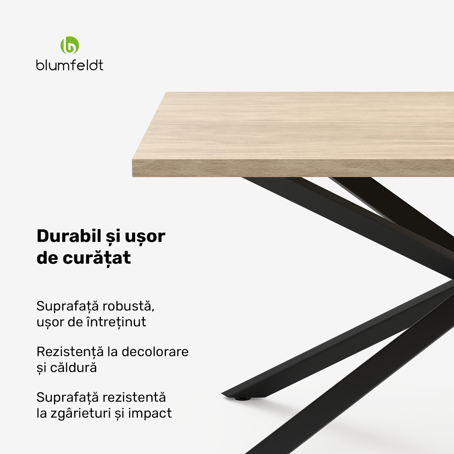 Set masă Bearsdon | Blat și picioare metalice | Stil industrial | stabil | modern 160 x 90 | Pin