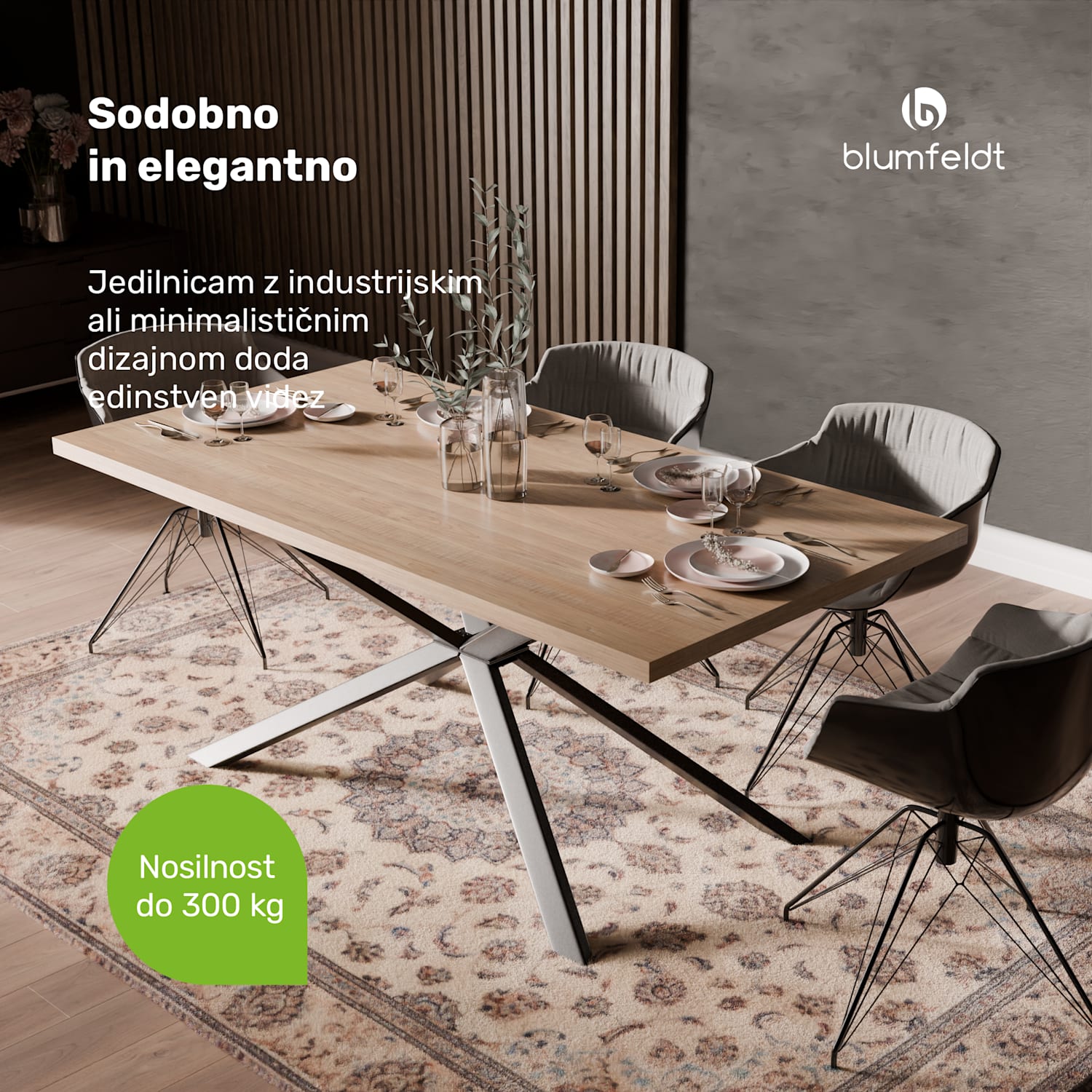 Bearsdon jedilna miza komplet | plošča in kovinske noge | industrijski slog | stabilno | moderno 160 x 90 | Borovec