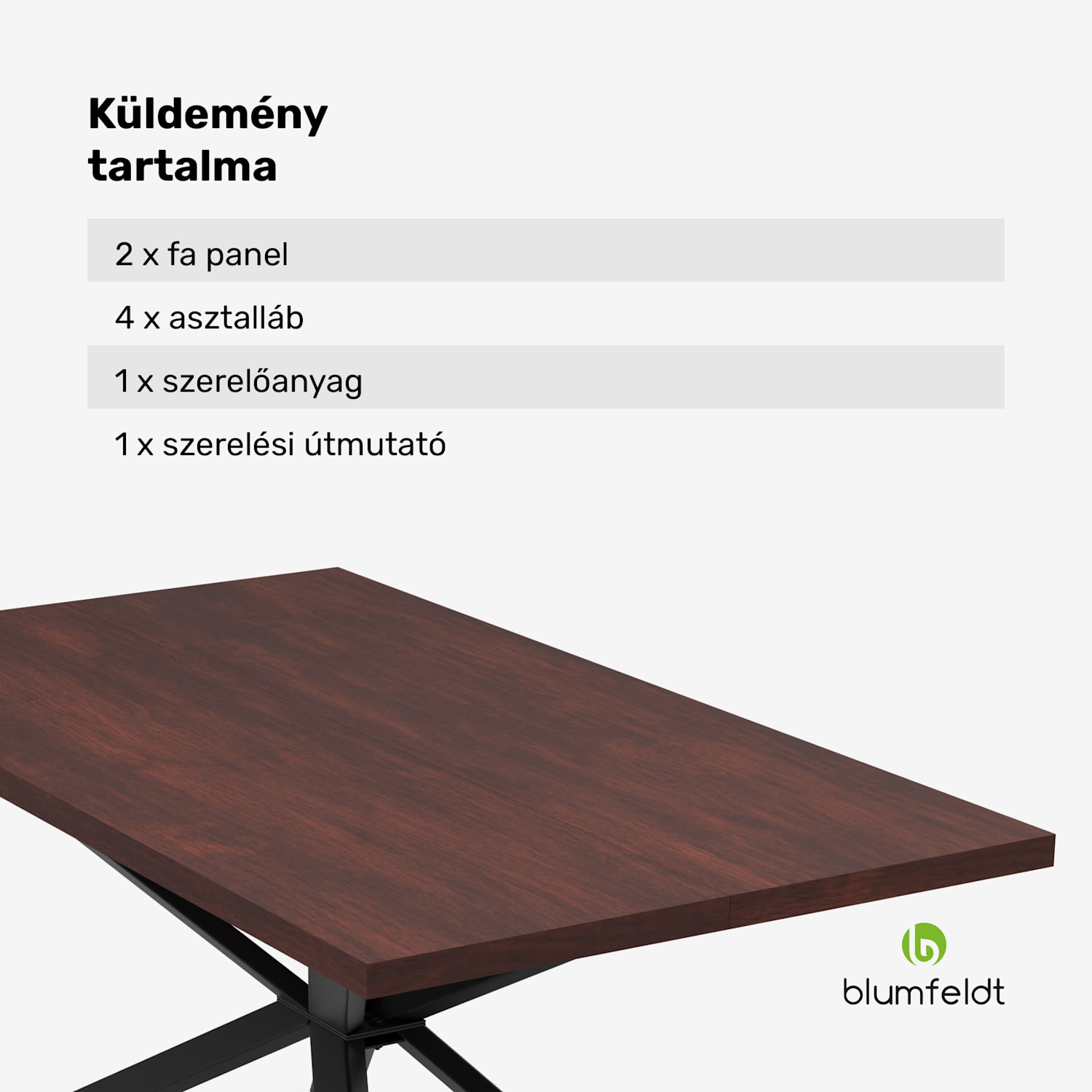 Bearsdon étkezőasztal szett | asztallap és fém asztallábak | ipari stílus | stabil | modern 160 x 90 | Teak