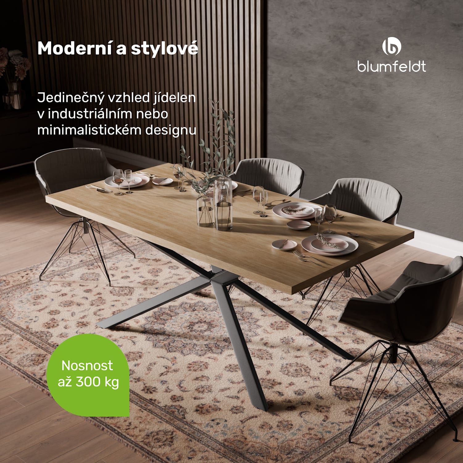 Bearsdon jídelní stůl set | deska & kovové nohy | průmyslový styl | stabilní | moderní 180 x 90 | Borovice