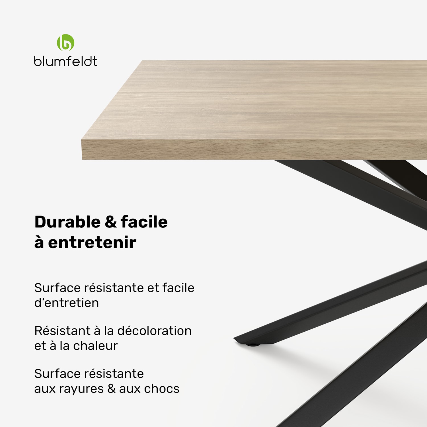 Set de table à manger Bearsdon | Plateau & pieds de table en métal | Style industriel | stable | moderne 180 x 90 | Pin