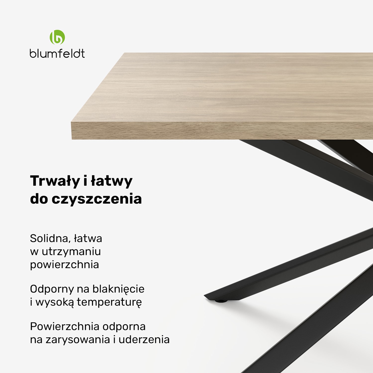 Bearsdon zestaw stołu jadalnianego | blat i metalowe nogi stołu | styl industrialny | stabilny | nowoczesny 180 x 90 | Sosna