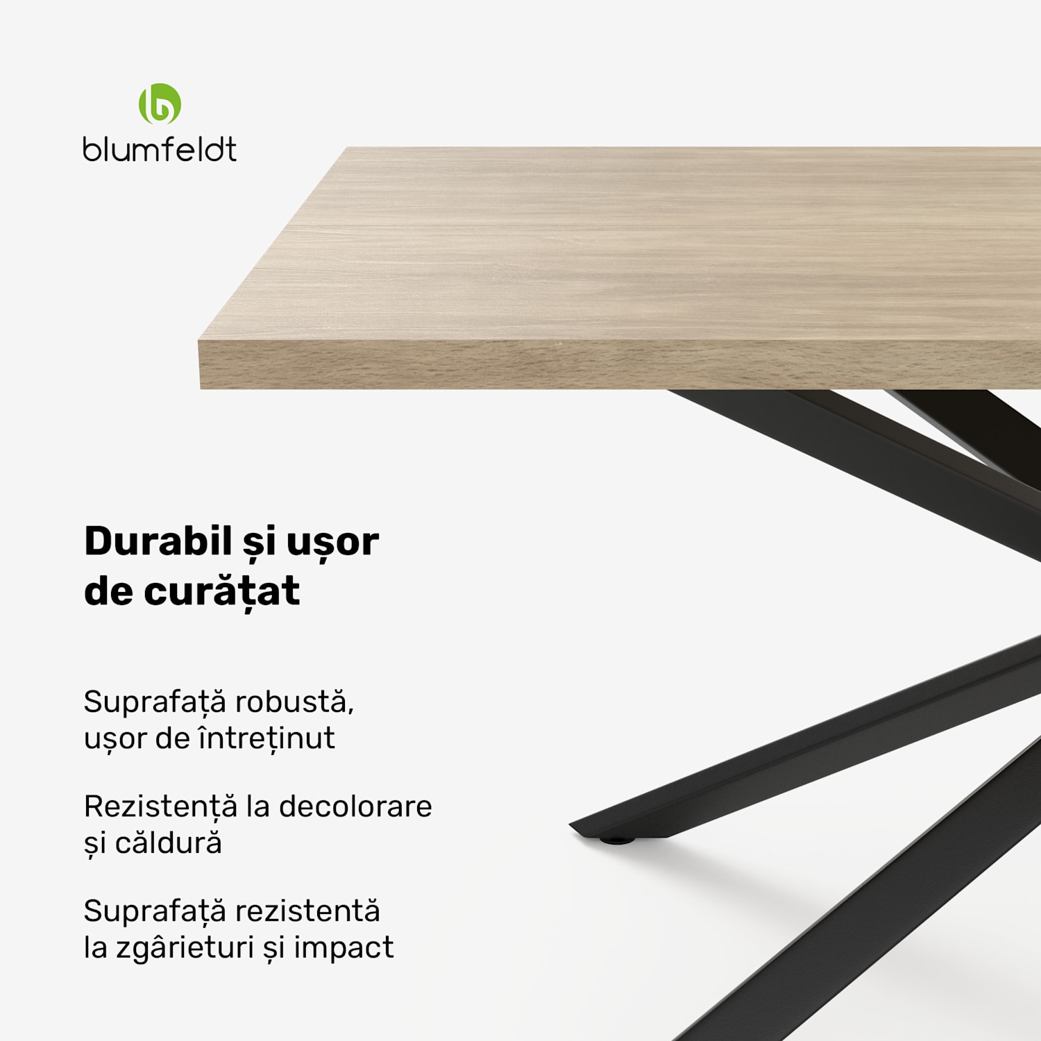 Set masă Bearsdon | Blat și picioare metalice | Stil industrial | stabil | modern 180 x 90 | Pin