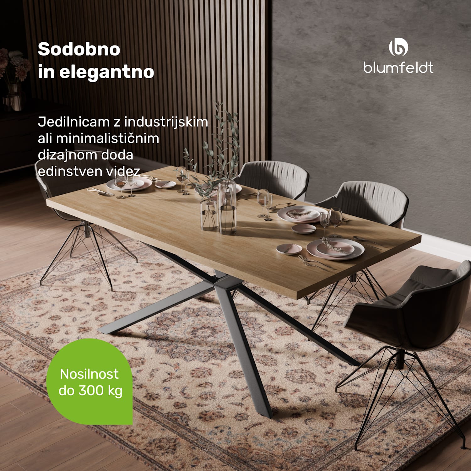 Bearsdon jedilna miza komplet | plošča in kovinske noge | industrijski slog | stabilno | moderno 180 x 90 | Borovec