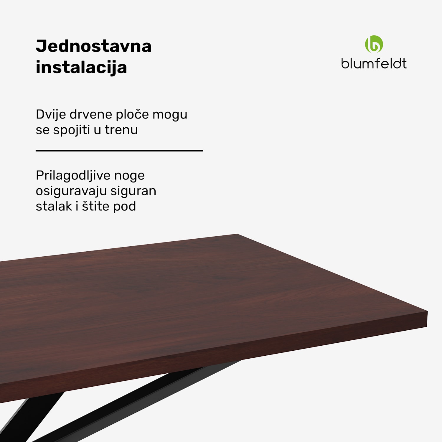 Bearsdon set blagovaonskog stola | ploča stola i metalne noge | industrijski stil | stabilan | moderan 180 x 90 | Tamno drvo