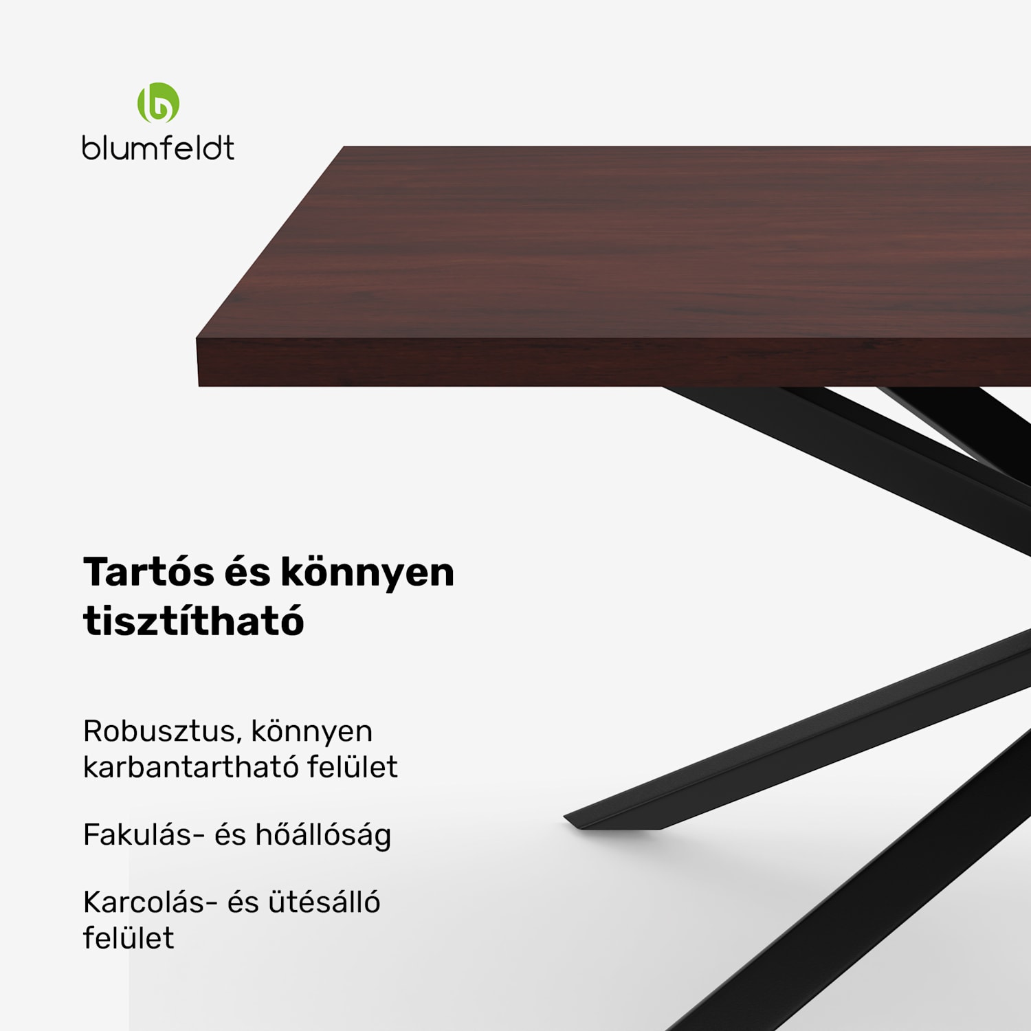 Bearsdon étkezőasztal szett | asztallap és fém asztallábak | ipari stílus | stabil | modern 180 x 90 | Sötét szürkésbarna fa