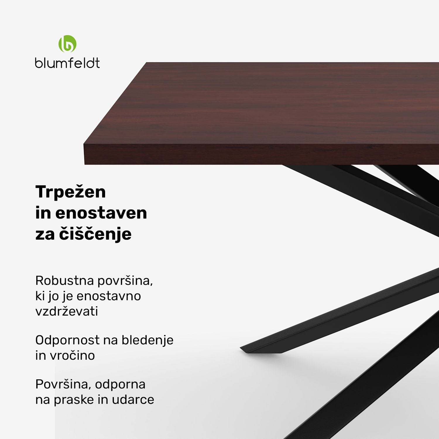 Bearsdon jedilna miza komplet | plošča in kovinske noge | industrijski slog | stabilno | moderno 180 x 90 | Temni les