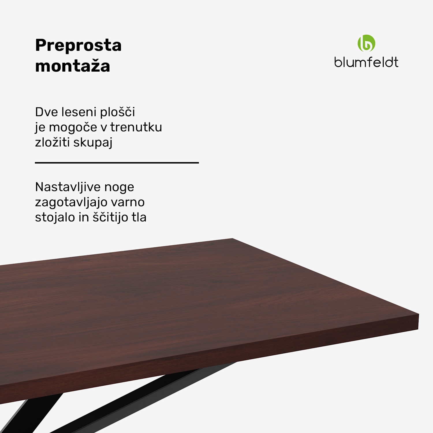 Bearsdon jedilna miza komplet | plošča in kovinske noge | industrijski slog | stabilno | moderno 180 x 90 | Temni les