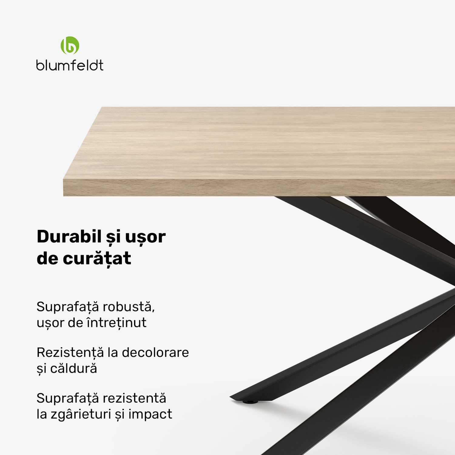 Set masă Bearsdon | Blat și picioare metalice | Stil industrial | stabil | modern 200 x 100 | Pin