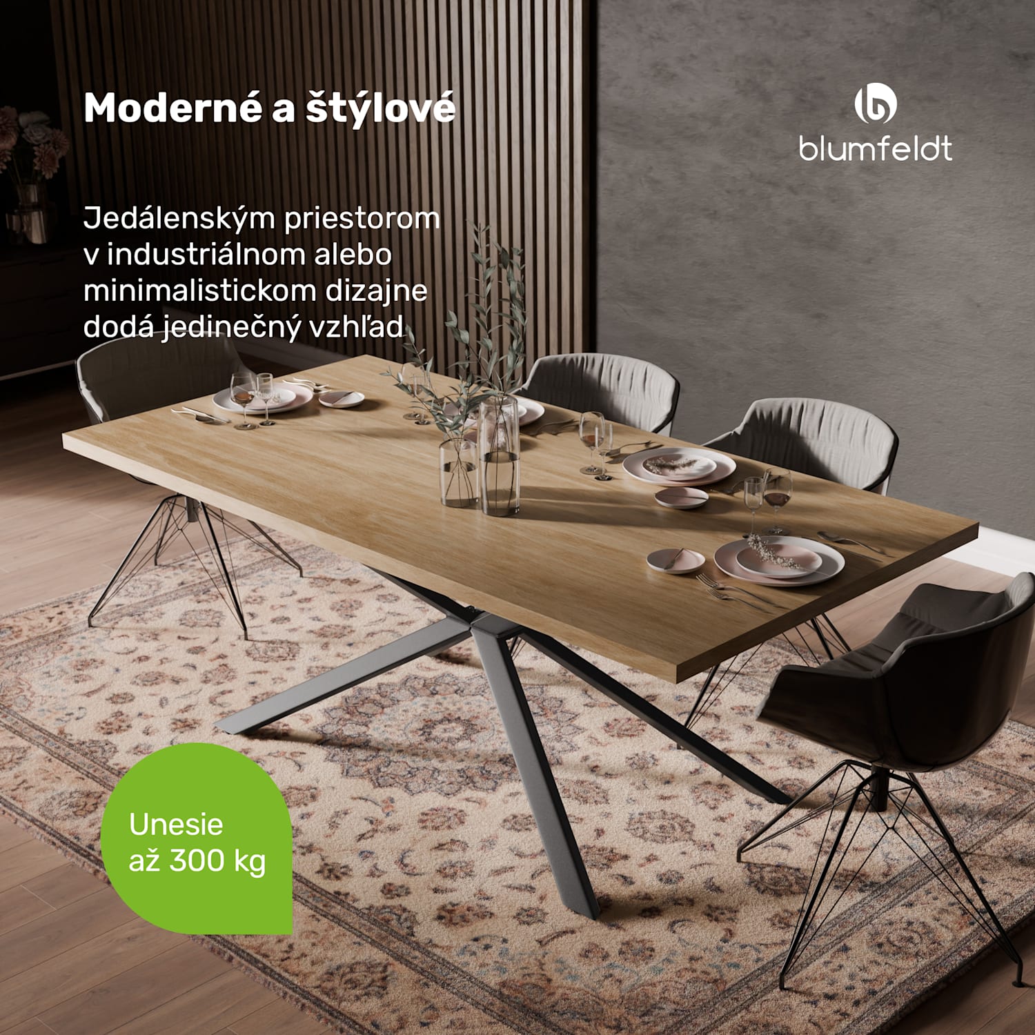 Bearsdon jedálenská súprava | doska stola & kovové nohy | industriálny štýl | stabilná | moderná 200 x 100 | Borovica